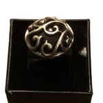 Sterling Silver Vintage BARSE Onxy Cabochon  Scroll Cage Overlay Cocktail Ring Photo 0