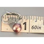 Vtg Silver Tone Leverback Faux Copper Pearl Drop Earrings Leverback .75" Estate Photo 4