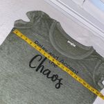 Maurice's Maurice’s T-shirt high/low style “Relax and Accept the Chaos” on front Sz medium Photo 4
