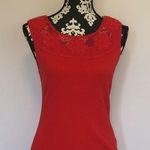 Peter Nygard Beaded eyelet crochet flower lace tank top slight scoop neck Photo 0