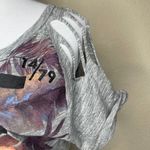 ZARA Trafaluc S Gray Floral "ME IS ALL YOU NEED" Distressed Cold Shoulder Top Sm Photo 3