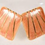 Vintage 1980s Peach and Gold Metal tone Fashion Costume Earrings Spring Summer Photo 0