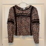 American Eagle Floral Black Lace Trim Women's Top. Size-Small Photo 1
