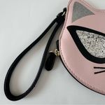 Betsey Johnson Luv Cat Kitten Wristlet Coin Purse Pink Glitter Sunglasses Photo 2