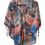 Pretty Angel  Boho Bistro Sheer Oversized Button Down Blouse Womens Small NWT Photo 0