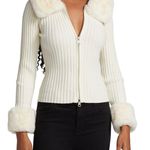 WAYF Faux Fur-Trimmed Zip Cardigan Photo 0