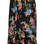 Johnny Was  Black Multicolor Floral Silk Blend Wrap Midi Coverup Skirt XXL Summer Photo 0