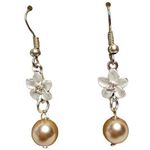 Hand Crafted Women’s Hibiscus and Fresh Water Pearl Dangle Pierced Earrings NEW Photo 0