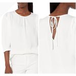 Karl Lagerfeld Shirt Women Medium White Satin Silky Tie Back Blouse NWT Preppy Photo 1