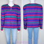 Vintage Adrianna Papell‎ 100% silk blazer jacket, floral print, size 16 Blue Photo 1