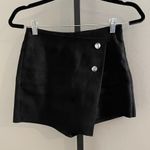 ZARA Black Faux Suede Wrap Button High Waist Skort Photo 0