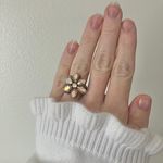 Aurora Borealis Crystal Flower Gold Filigree Ring “Megara” Vintage 1950s Rainbow Jewelry Purple Photo 1