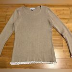Calvin Klein  Womens Beige Pullover Ribbed Long Sleeve lettuce hem Sweater|Sz:L Photo 6