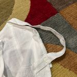 Aerie White Linen Crop Top Tank Top Adjustable Button Straps Smocked Size Small Photo 3