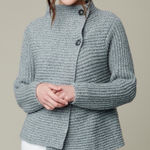 Fisherman out of Ireland merino wool gray button front wrap sweater size large Photo 0