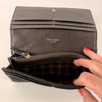 Kate Spade  Black Nylon Continental Wallet Logo Plaque Slim Designer Photo 3