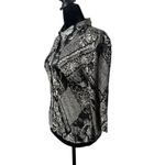 Alberto Makali Crinkle Sequin Top Black White Women Size S Button Up Artsy Photo 3