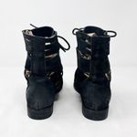 Jeffrey Campbell [] Black Slashed Nubuck Leather Lace Up Combat Boots Size 6.5 Photo 3