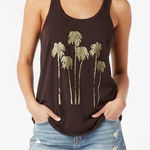 Brown Tank Top Palm Tree Graphic Racerback Lightweight Size L Size L Photo 0