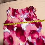 Biancoghiaccio Floral Print Lightweight Flowy Pleated Tie Boatneck‎ Shift Dress Pink Size M Photo 9