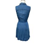 Popsugar  Chambray Sleeveless Shirt Dress Tie-Waist Button Down Pockets Small Photo 1
