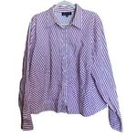 Jones New York  Womens Size 3X Multicolor Stripe Button Up Top Long Sleeve Blouse Photo 0