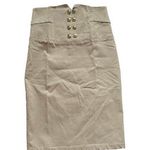 Buttons VALIA Women's Khaki High Waist Pencil Skirt with Gold Size S Photo 0