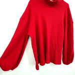 Ava & Viv  size 1X red‎ waffle knit sweater balloon sleeve mock turtleneck Photo 2