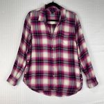 Lucky Brand  Pink/White Plaid Flannel Button-Up Shirt Size Medium Button Detail Photo 0