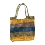 Handmade Crochet Tote Bag | Boho Striped Market Beach Bag Photo 2