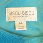 Bisou Bisou Teal Blue Square Neck Sheath Dress Gold Ring Detail Bodycon Sz 14 # Photo 6