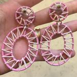 BaubleBar Sugarfix by  Pink Intricate Raffia Hoop Earrings Photo 1