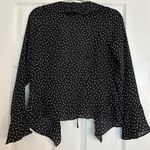 Polka dot ruffle tie front top Black Size XS Photo 1