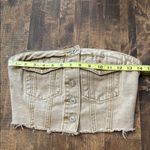 SheIn  Petites Raw Hem Button Front Denim Strapless Tube Top Tan Size Small Photo 9