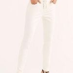 We The Free Free People CRVY High Rise Lace Up White Skinny Jeans Photo 0