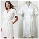 Athleta  Playa Wrap Linen Dress Size 0 White Calla Lily NEW Photo 2