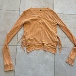 Free People  Orange Waffleknit Longsleeve Side Tie Sz Small Photo 0