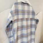 ACOA Plaid Shacket Blue Beige Fuzzy Button Front Chest Pockets Jacket Size S/M Size M Photo 6