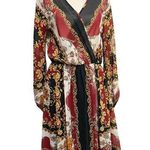 Va Va Voom Red and Green Wrap Sundress with Bishop Sleeves Size M Size M Photo 0