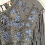 Free People NWT  FP Retro Femme Black Semi-Sheer Blouse Beaded Tassel Ties S Photo 7
