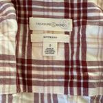 Treasure & Bond NWT Plaid long Sleeve Boyfriend Shirt Size Small Cream Burgundy Photo 9