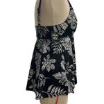 Swim Solutions Empire Waist‎ Tummy Control Spotted Leaf Black Swim Dress Large Photo 2