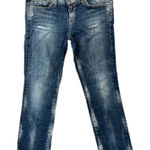 Lucky Brand Vintage Y2K Straight Leg Distressed Blue Jeans Size 14 Boho Grunge Photo 0