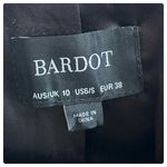 Bardot  Gray Monochrome Glenchek Belted Double Breasted Trench Coat Size 6 Medium Photo 10