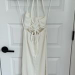 Abercrombie & Fitch Ruched Bust Tie Strap Back White Midi Slit Dress XS Photo 3