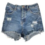 Free People We the Free CRVY Vintage Denim Button Fly Shorts Distressed 26 Photo 0