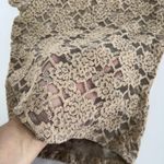 ZARA Lace Shirt Womens Small Beige Sheer Floral Short Sleeve High Neck Top Chic Photo 6