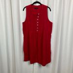 Quince  Red Wild Cherry Organic Cotton Gauze Sleeveless Swing Dress Sz.M Photo 5