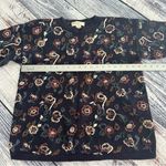 Vintage Paris Sports Club Allover Embroidered Floral Pattern Sweater Blue Photo 5