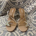 Abound  Size 8.5 Butterfly Kimora Clear Strap Beige Sandal With Rhinestones Heels Photo 1